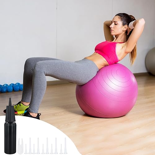 Miniatura 6 de Bomba de bola de ejercicio, bomba de aire para inflables, inflador de mano para bomba de bola de yoga, con 10 tapones de bola de fitness y removedor