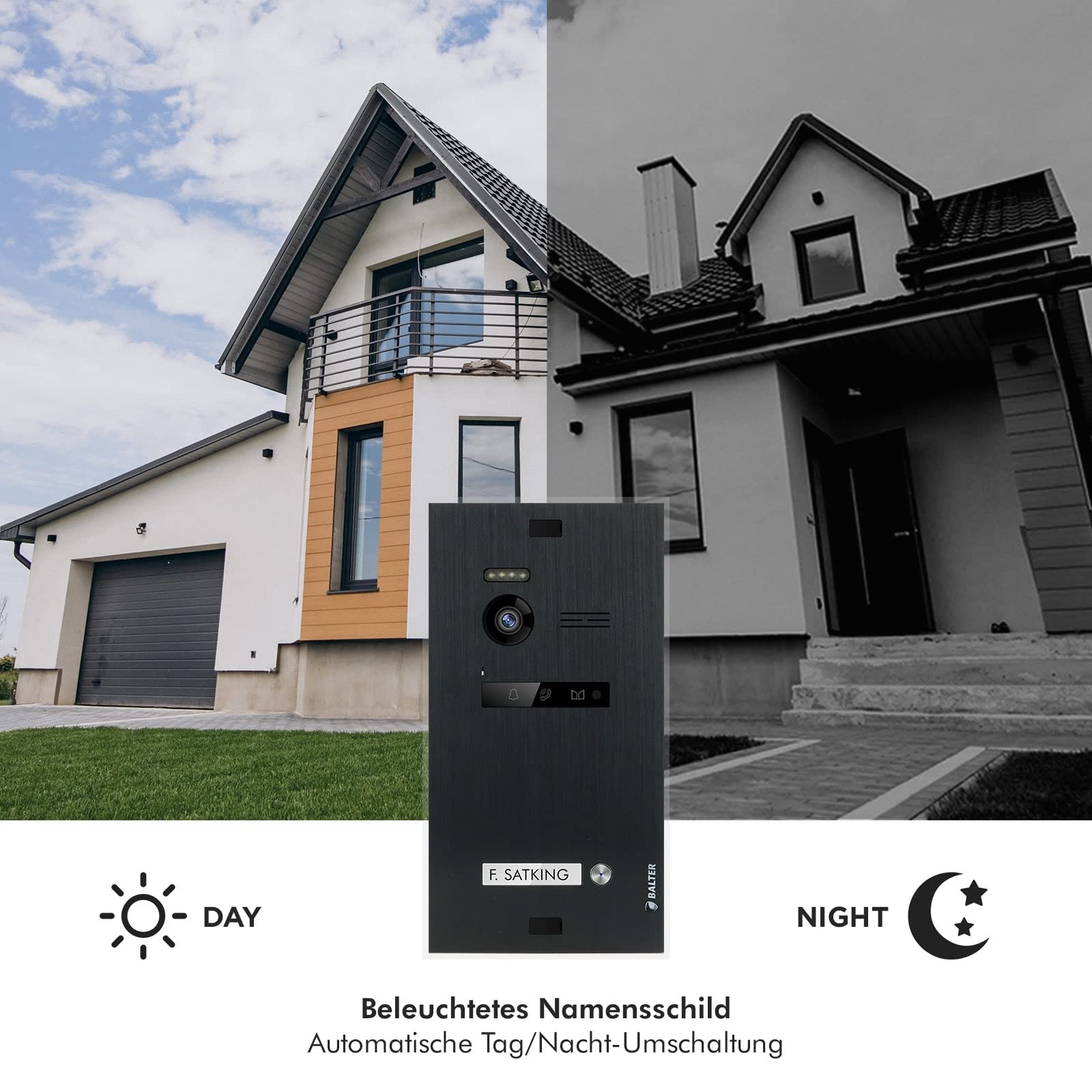 Nonic Balter EVO 1 Familienhaus Video Türsprechanlage für Haustür mit Kamera und Klingel, Gegensprechanlage mit Türklingel kabelgebunden und 2X 4.3 Mini Monitor Türöffner Sprechanlage Set
