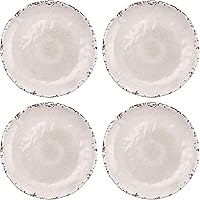 Vista 1 de UP Crackle - Platos redondos de melamina para postre, platos pequeños para servir, para aperitivos, aperitivos y guarniciones, crema, 6 pulgadas