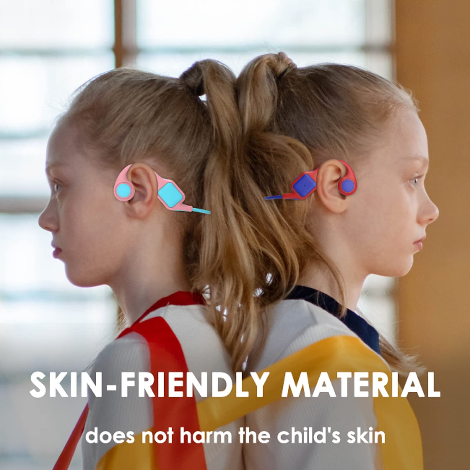 Knochenschall Kopfhörer Kinder kabellos Bluetooth für Schule Open-Ear Sportkopfhörer für Jungen Mädchen Bone Conduction Wasserdicht wireless Kopfhörer mit Ohrbügel für iPad Tablet Kindle Reise Rosa