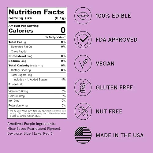 Miniatura 2 de Fancy Sprinkles Purpurina comestible, 100% comestible para alimentos y bebidas espumosos, sin sabor ni textura (0.14 oz, morado amatista)