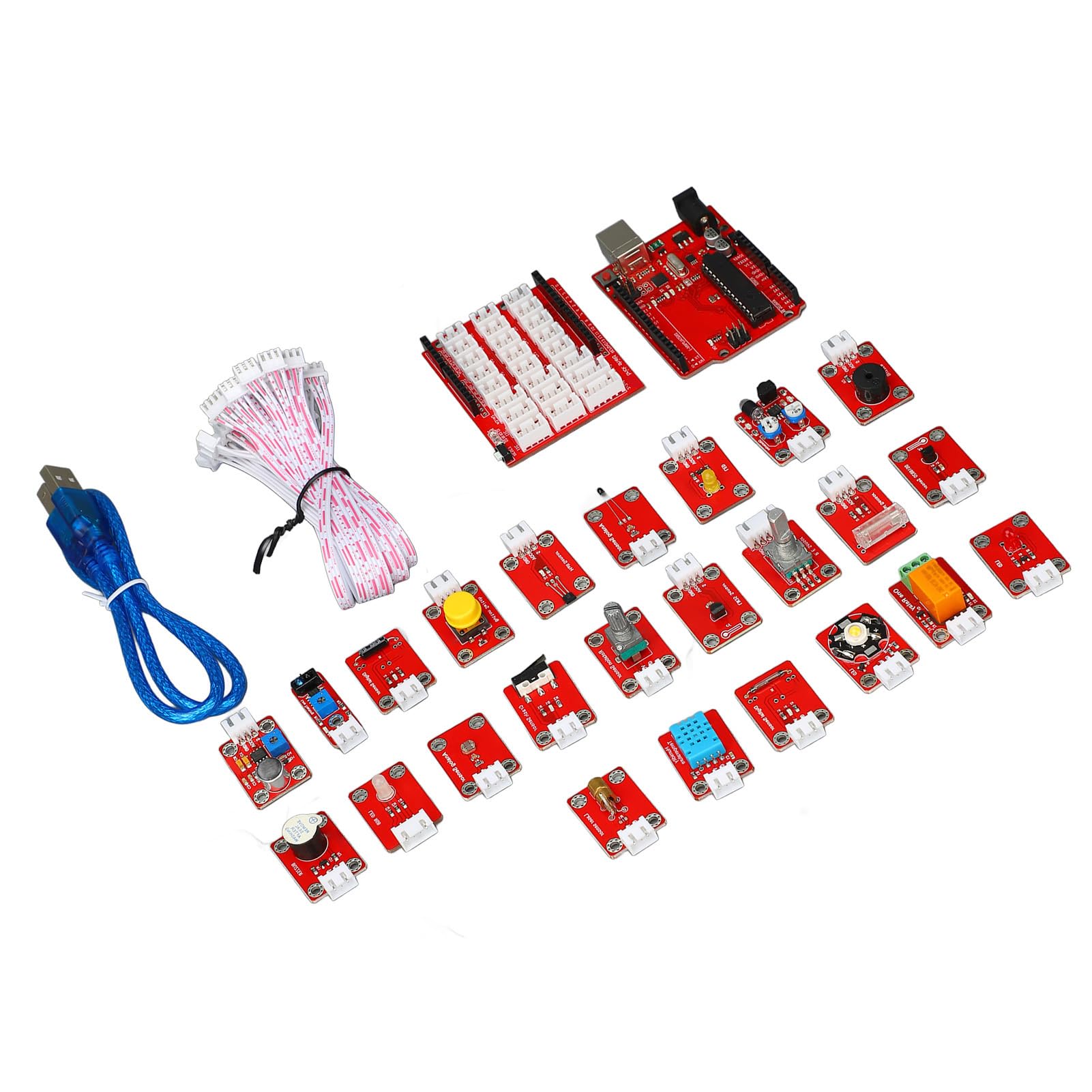 Kit di Programmazione per Principianti, Kit di Apprendimento per Scheda di Sviluppo Sensori di Programmazione Grafica in Plastica ABS per Principianti Adatti, Stazioni di Saldatura