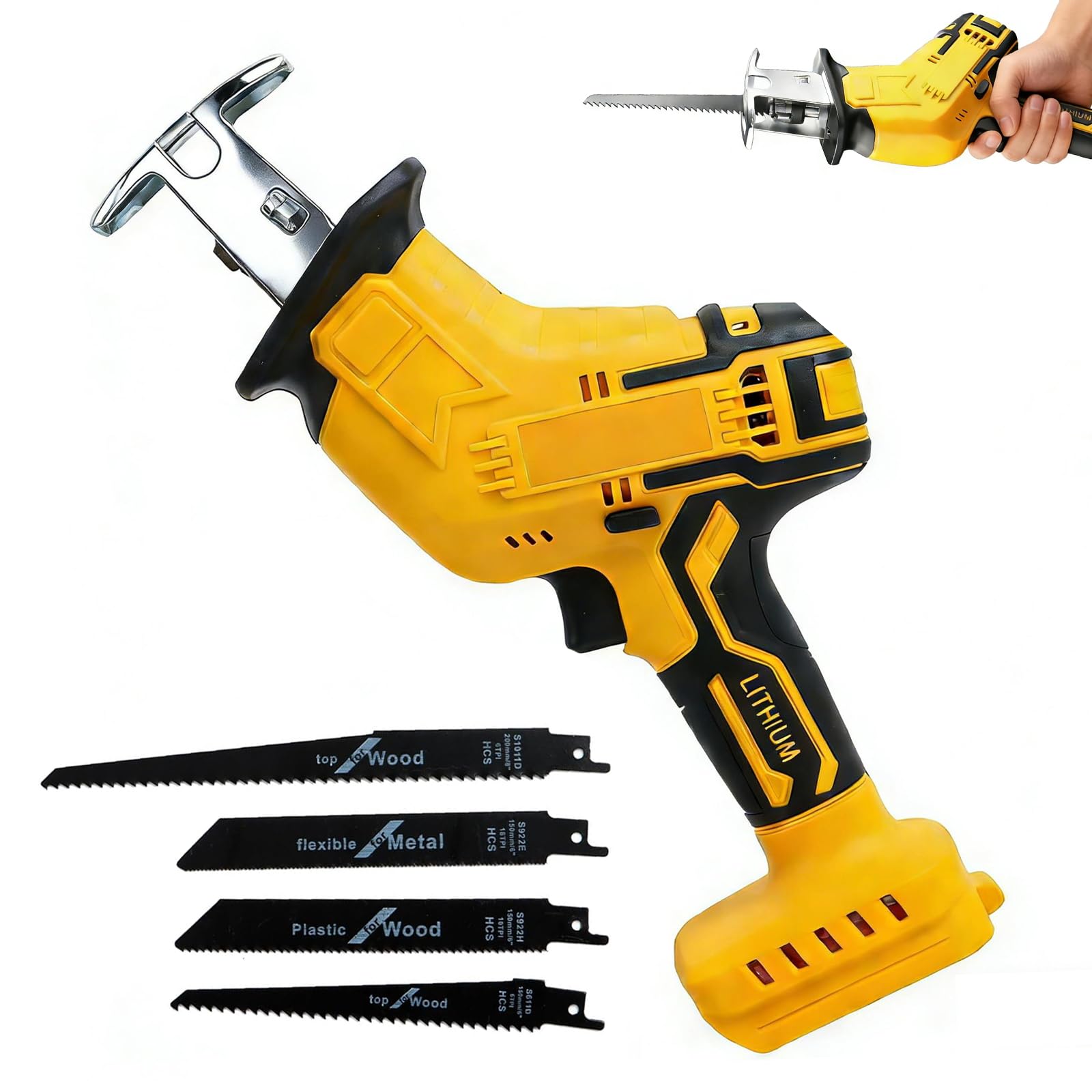 Cordless Reciprocating Saw for Dewalt 20V Max Battery, Power Recipro Saw, 0-3500 SPM Variable Speed, 4 Saw Blades Kit Cutting Tool for Wood Metal PVC (Battery Not Included)