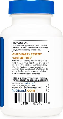 Miniatura 4 de Nutricost Bioperine (extracto de pimienta negra), 10 mg por porción, 120 cápsulas - Sin gluten