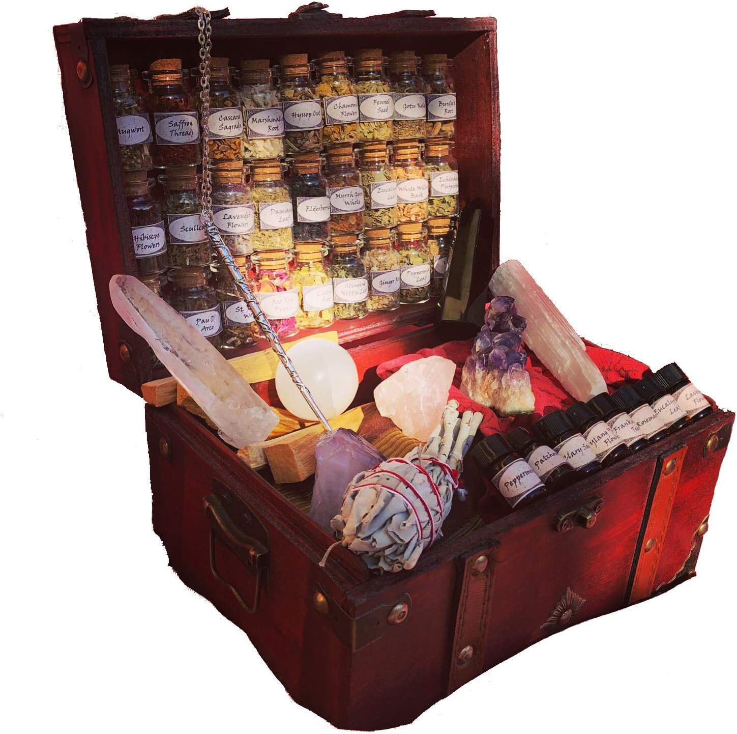 Huge Witchcraft KIT ~ Witch Alter Sets ~ Wand kit ~ Potion kit ~ Crystal Witchcraft ~ spellbook ~ Book of Shadows ~ Cigar Box