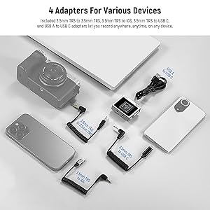 Neewer CM31 Wireless Lavalier Microphone with 8GB Storage 820ft Range 48KHz 24Bit Noise Cancelling Compatible with iPhone iPad Android PC Camera YouTube/TikTok Stream Podcast Interview