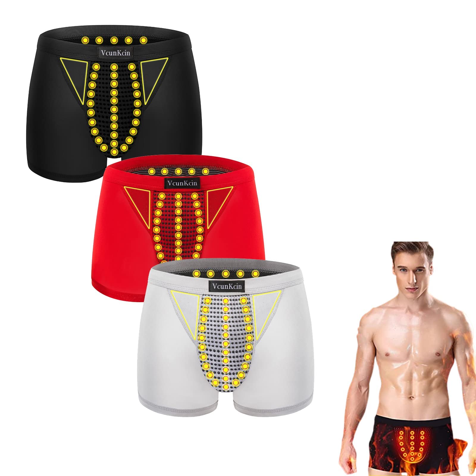 Dubush Men's 4XL 3Pcs Ionic Energy Field Therapy Underwear, Slimming Underwear, Tourmaline Fiber Underwear, Energy Field Therapy Pants, Enhance Strength