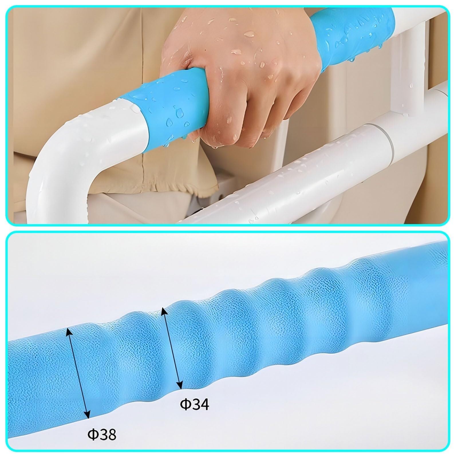 X&Z-XAOY Barandillas De Seguridad Abatibles En Forma De U para WC Barras De Agarre Plegables para Baño Asideros De Inodoro Antideslizantes,27.6″