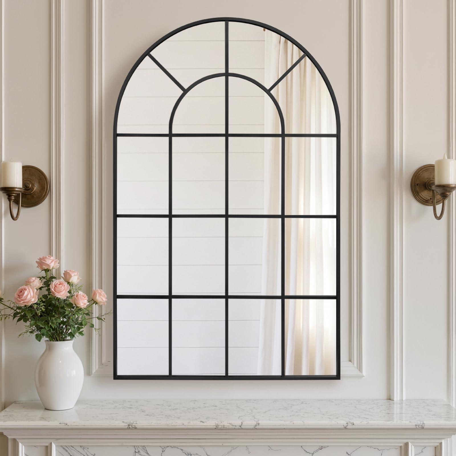 Amazon.com: Anpark Arched Windowpane Wall Mirror 30