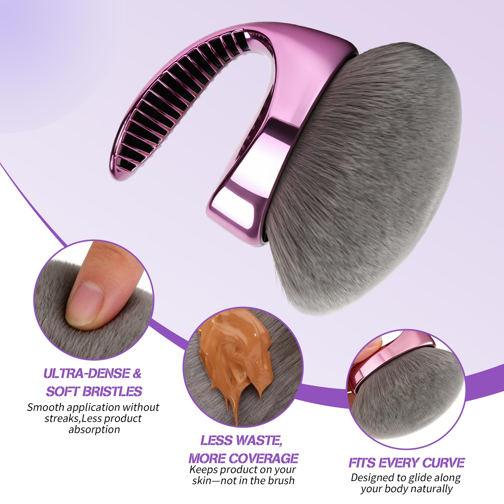 Brocha de maquillaje corporal, brocha Kabuki grande para el cuerpo, 4.5 pulgadas, extra grande, de cabeza ancha, para autobronceador, aplicador de mezcla de maquillaje de piernas que proporciona un