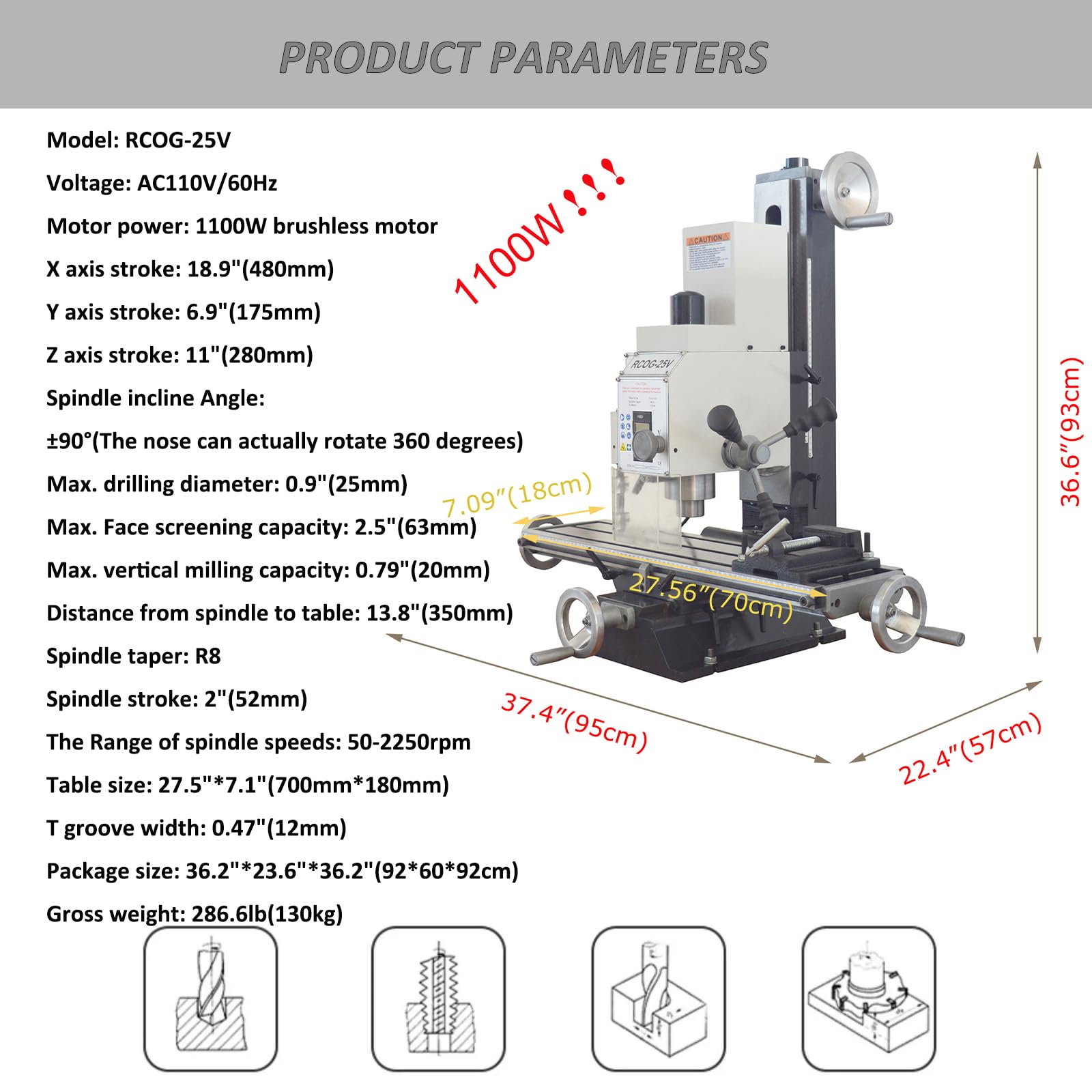 HayWHNKN Mini Milling Machine 7X27