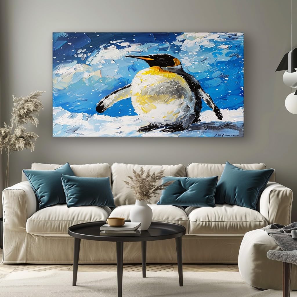 MKBKLI Paintings for Living Room Abstract Penguin Large Canvas Wall Art, Contemporary Decorative Picture for Lounge, Bedroom and Interior Design 60x120cm