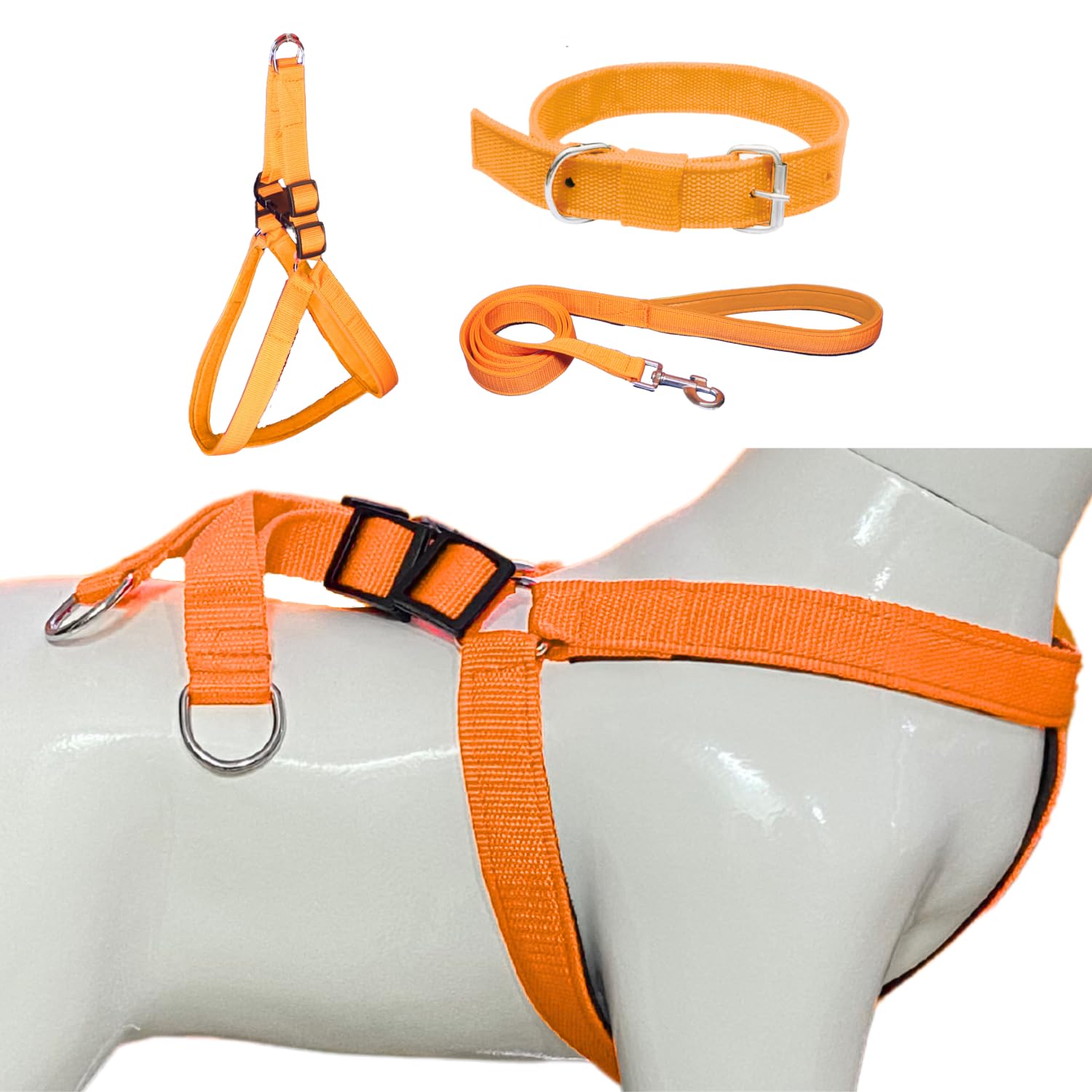 PAYTON PERRY No Pull Dog Harness, Collar and Leash Combo Set | Soft Padded, Adjustable | Dog Belt for Small Dog (Recommended for 5-13KG Pet) (Small, Orange) (B0D5MKN9LP) Amazon Price History, Amazon Price Tracker