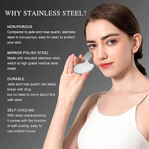 Miniatura 3 de KENID Gua Sha Tools - Herramienta de masaje Gua Sha de acero inoxidable para cara como masajeador facial o herramienta de cuidado de la piel, 1