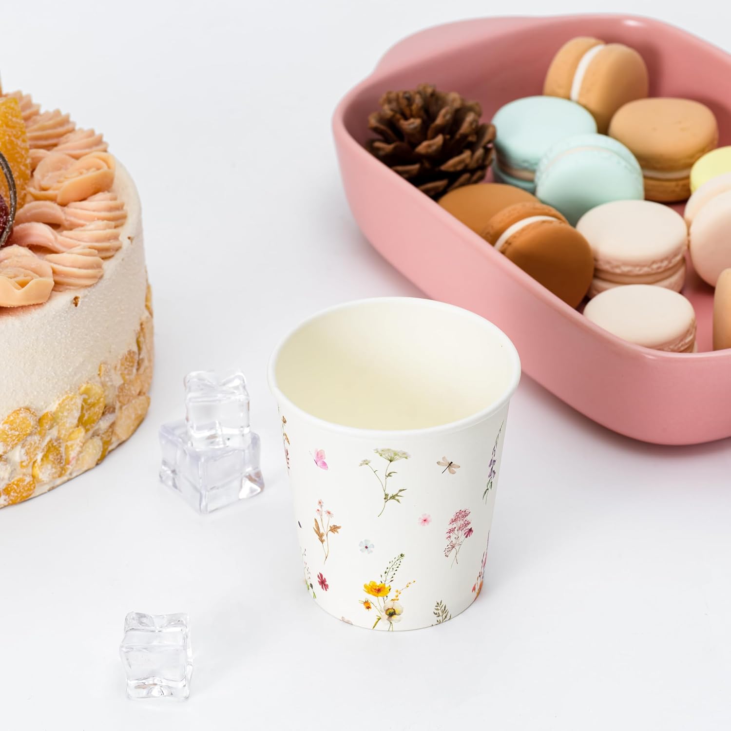 Crisky 100 Pack 5oz Paper Cups, Disposable Bathroom Cups, Elegant Design Floral Small Mouthwash Cup, Hot/Cold Beverage Coffee, Dessert Cup for Birthday Parties, Home-use, Picnics, Ceremonies - Image 6