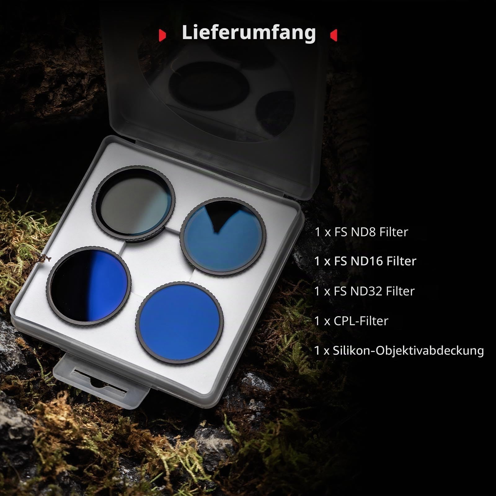 SMALLRIG ND-Filter-Set für DJI Osmo Action 5 Pro/Action 4, 5er-Pack CPL FS ND8, ND16, ND32, aufsteckbare polarisierende Neutraldichtefilter & Linsen-Silikonabdeckung - 5411