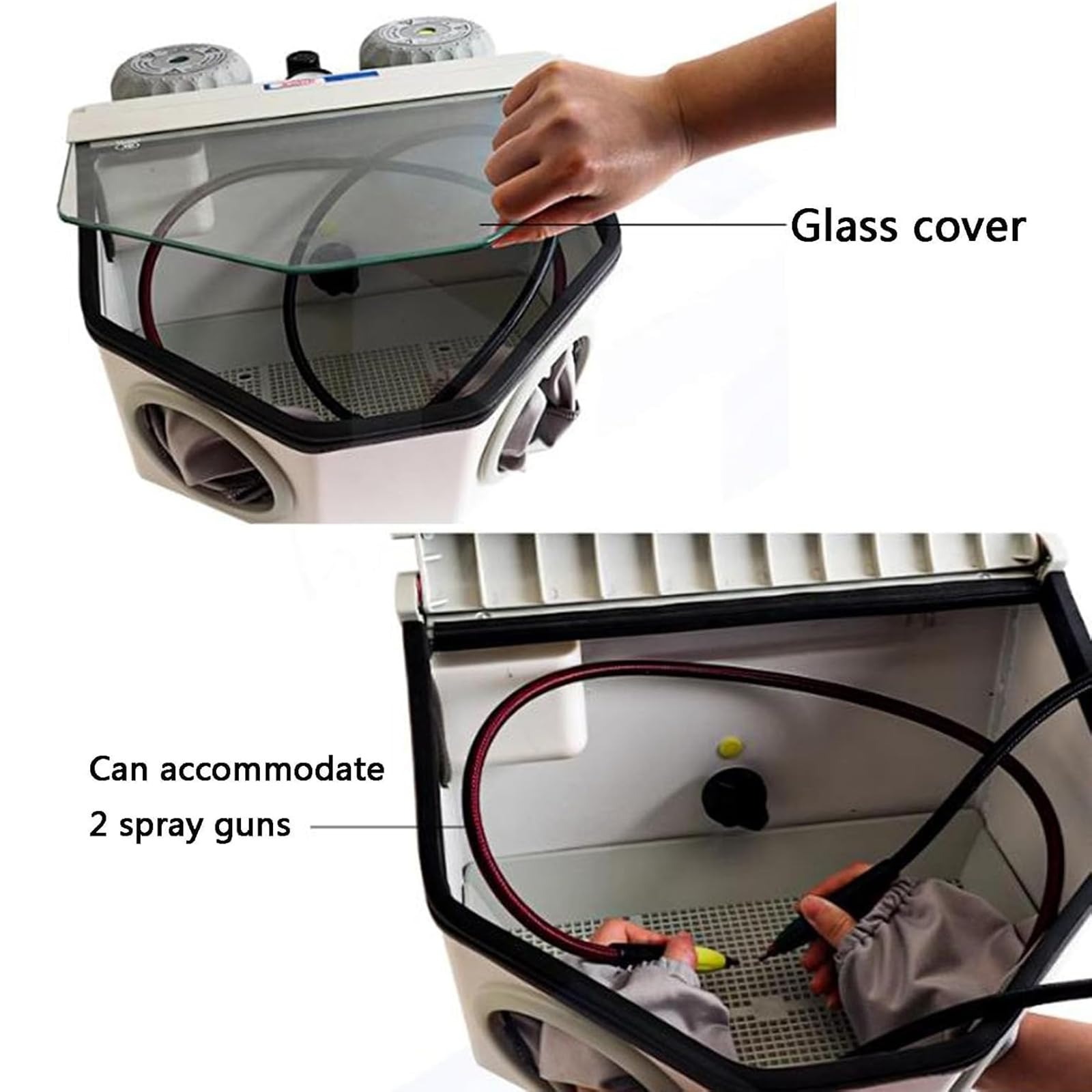 Máquina de Chorro de Arena con colector de Polvo, cámara de pulverización de 20 L, Fuerte succión, Gran Ventana de visualización para Piezas de Trabajo y Obras de Arte.