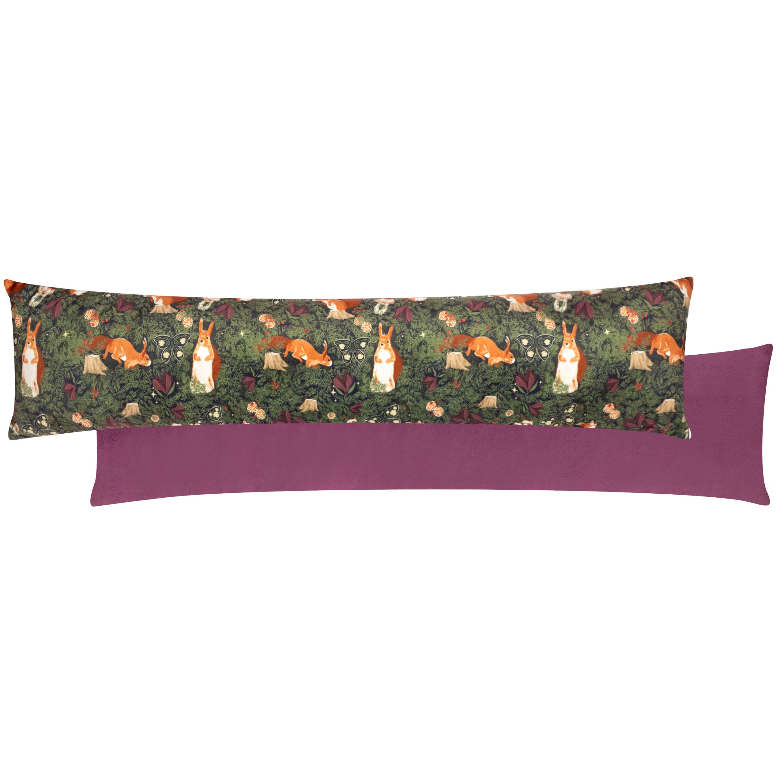 furn. Pineberry Forest Velvet Draught Excluder Case, 20 x 92cm