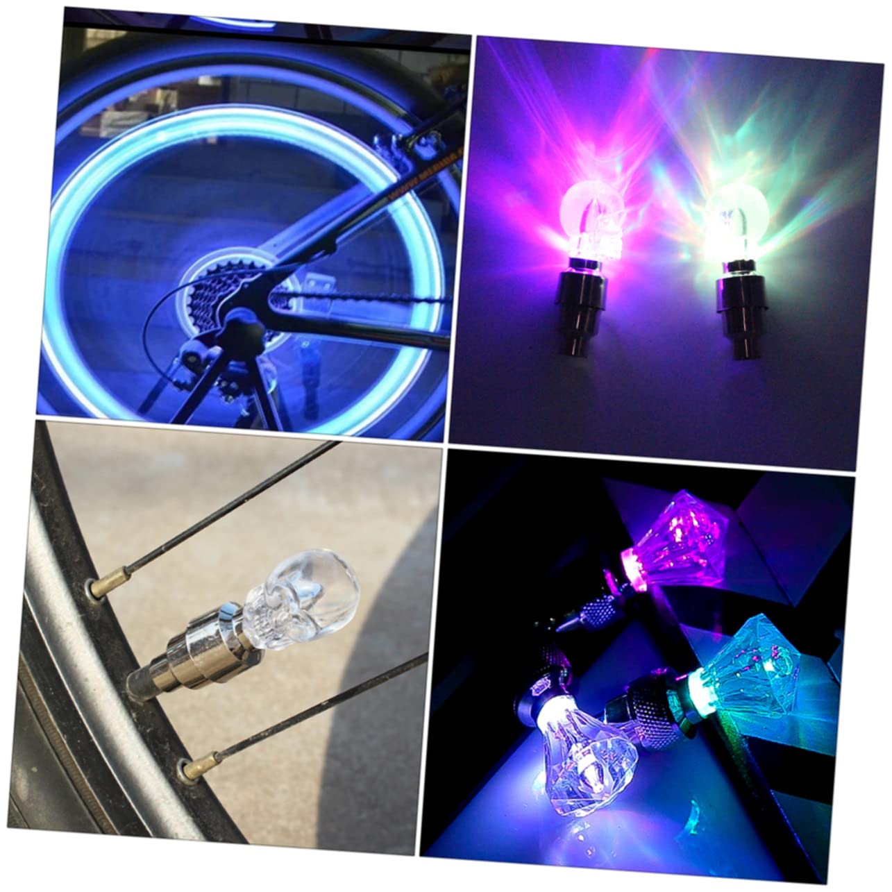 POPETPOP Luce Valvola Bicicletta Luci Bici Pneumatico Ruota Luce Ruota Raggi Ruota Lampada Luce Bici da Strada Plastica