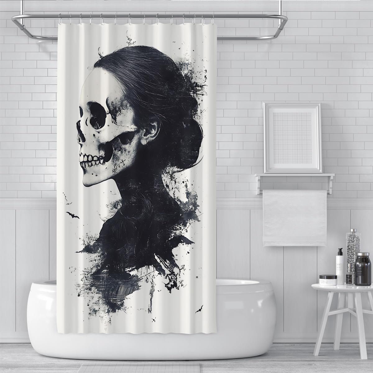 Tende Doccia Donna Gotica Nero Bianco Day of The Dead 200x200cm