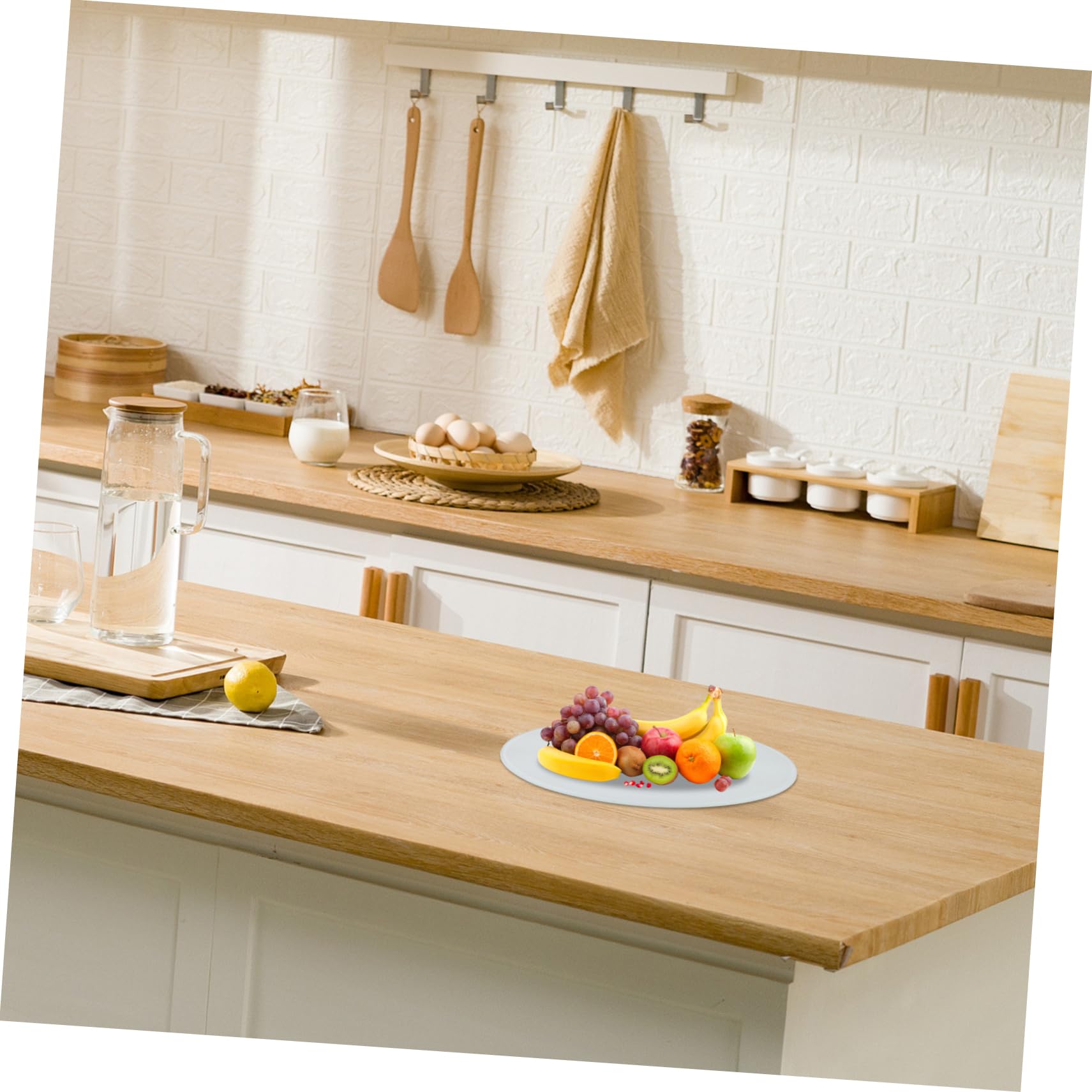 Tabla de Cortar Frutas Y Verduras Redonda de 30 Cm Resistente a Los Arañazos Y a Las Manchas Utensilio de Cocina sin Base