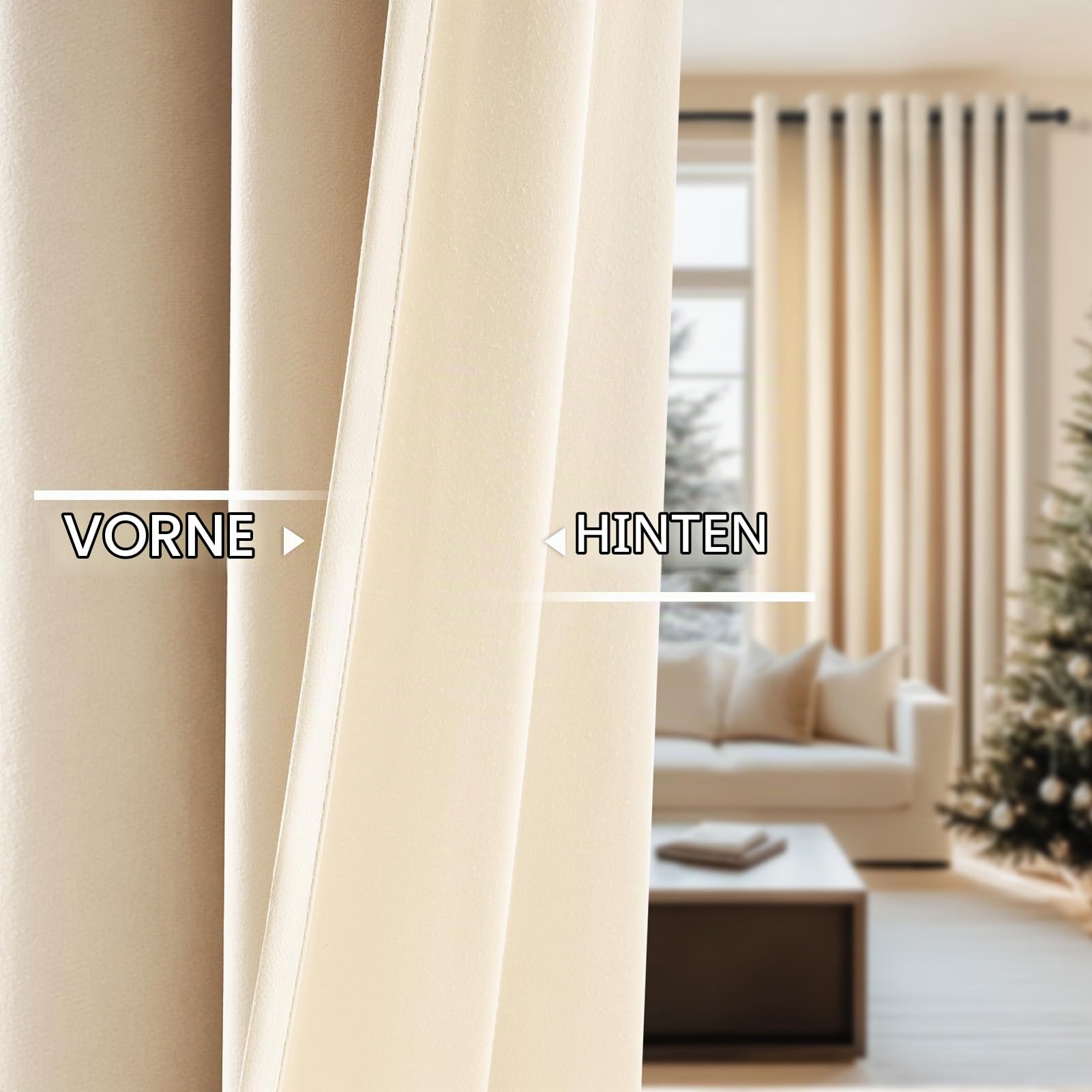 Topfinel Vorhänge Beige 2er Set 140x240cm, Blickdichte Vorhang Samt Ösen für Deko Schlafzimmer Wohnzimmer, Weich Samtvorhang Verdunkelung Velvet Curtains, Verdunkelung Samt Gardinen Blickdicht