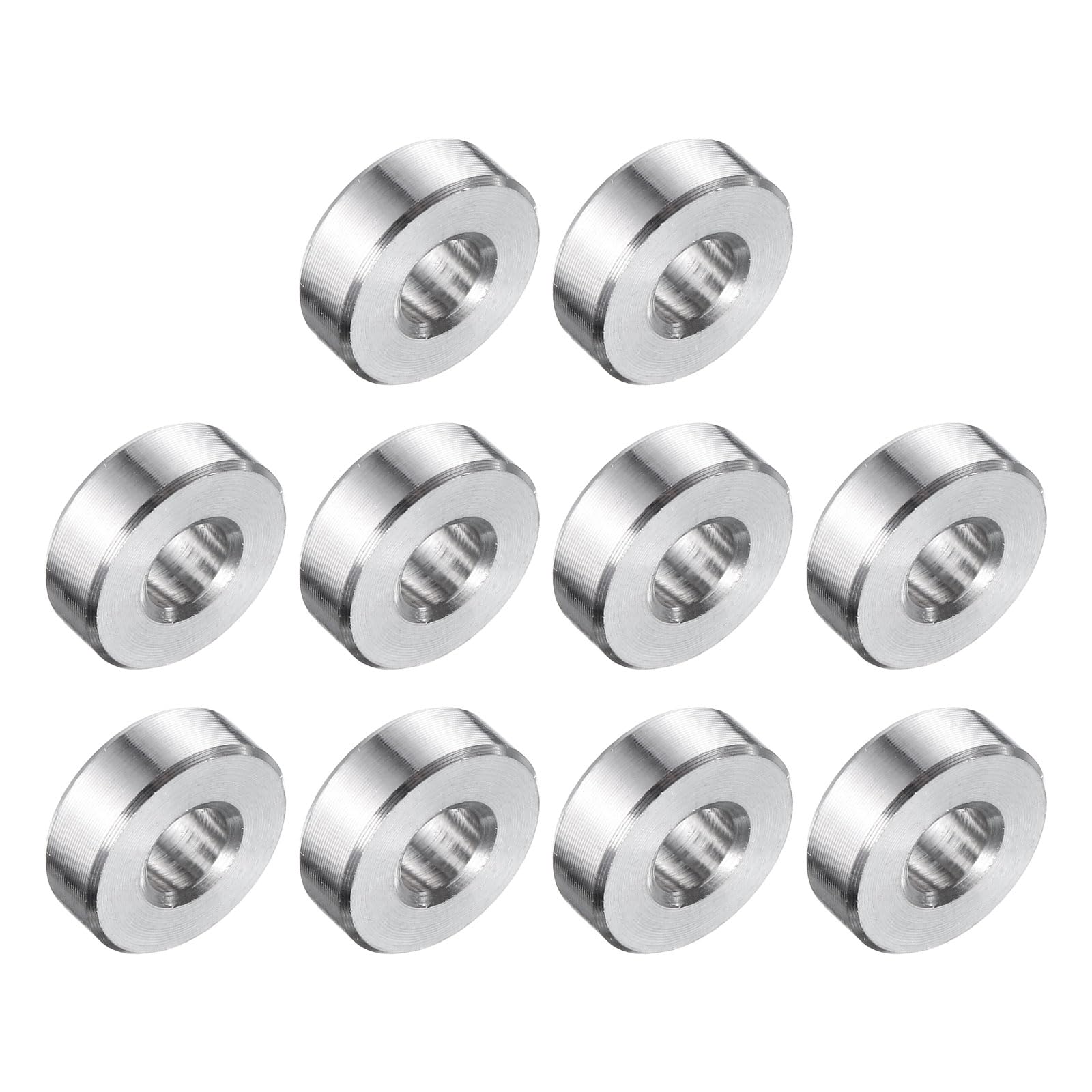 uxcell 10 Pcs Stainless Steel Spacer 1/4" Bore x 5/8" OD x 3/16" Length Screw Bushing Plain Finish Round Metal Spacer for 1/4" Screws Bolts and Rods