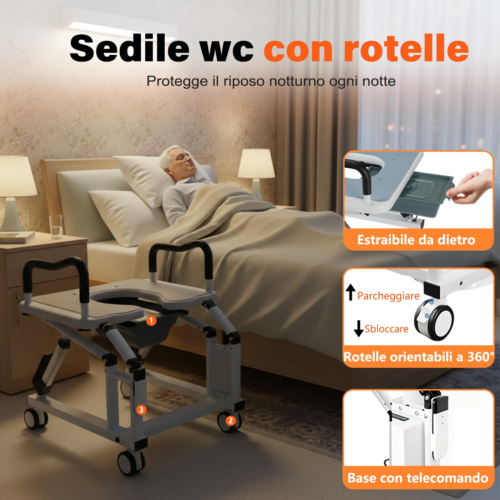 Rialzo elettrico per WC con tecnologia antiribaltamento intelligente, progettato per anziani e persone con mobilità limitata