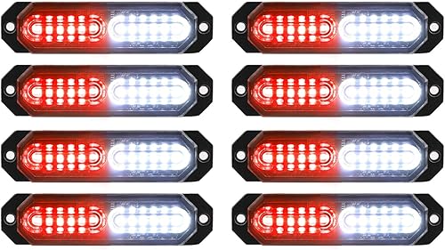 ASPL 8 luces estroboscópicas ultra delgadas de 12 LED para montaje en superficie, luces estroboscópicas intermitentes para camión, automóvil,