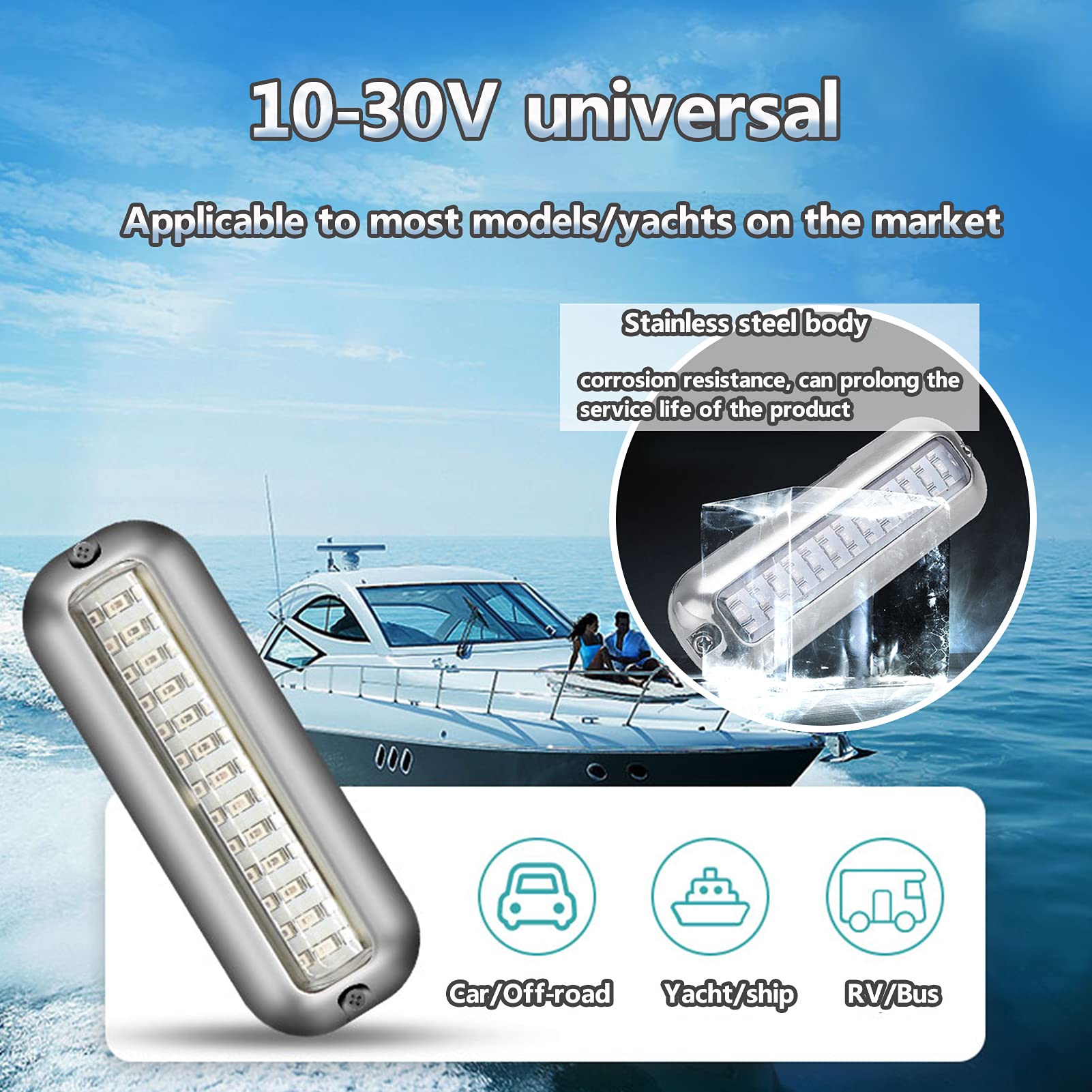Luci Interne per Camper, 12v LED Plafoniera per Camper Illuminazione Interna per Camper, Luce Interna per Camper Van LED Lampada Bar 12v LED Universale per Caravan Barca,Bianca,1pc