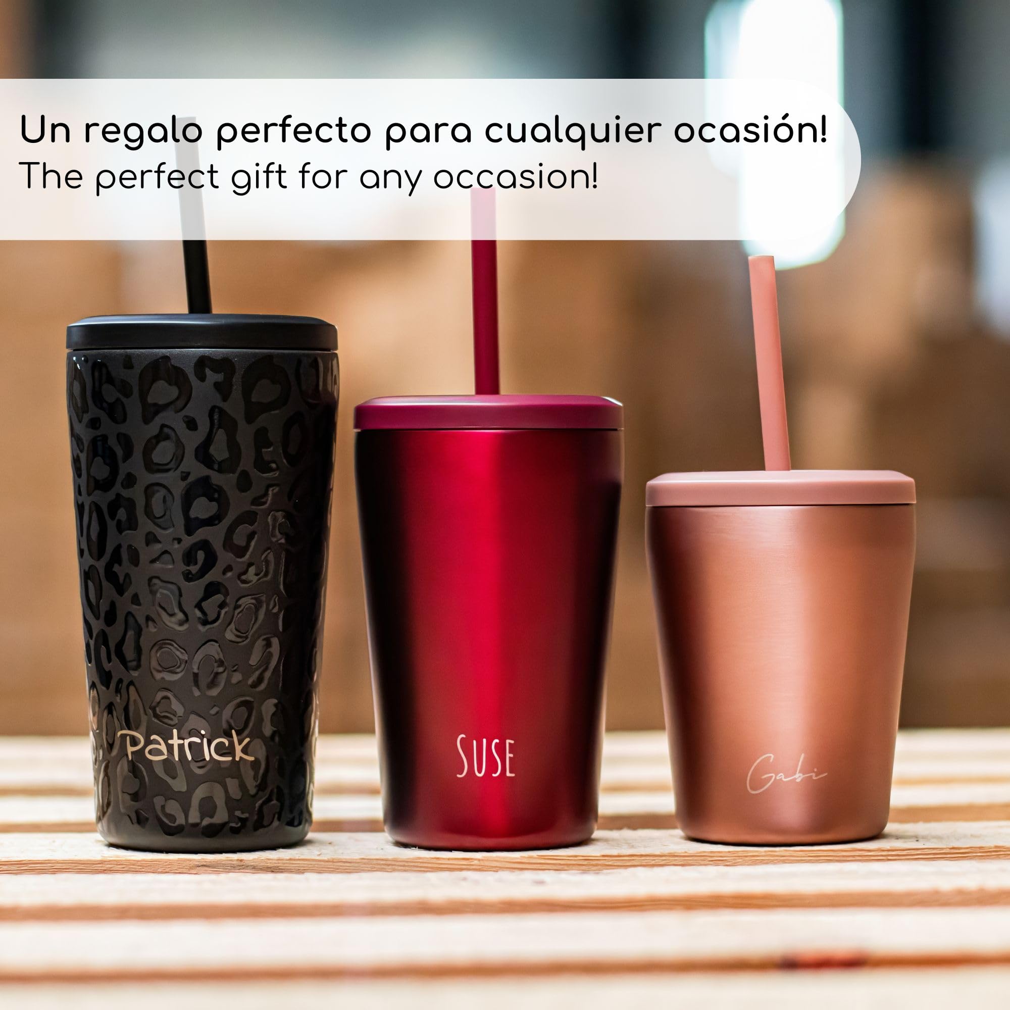 Milu Termo Cafe 300ml, 400ml, 500ml - Vaso Termico Antigoteo, Taza Termica acero inox sin BPA, Vaso Insulated Mug para llevar (Grabado, 500ml)