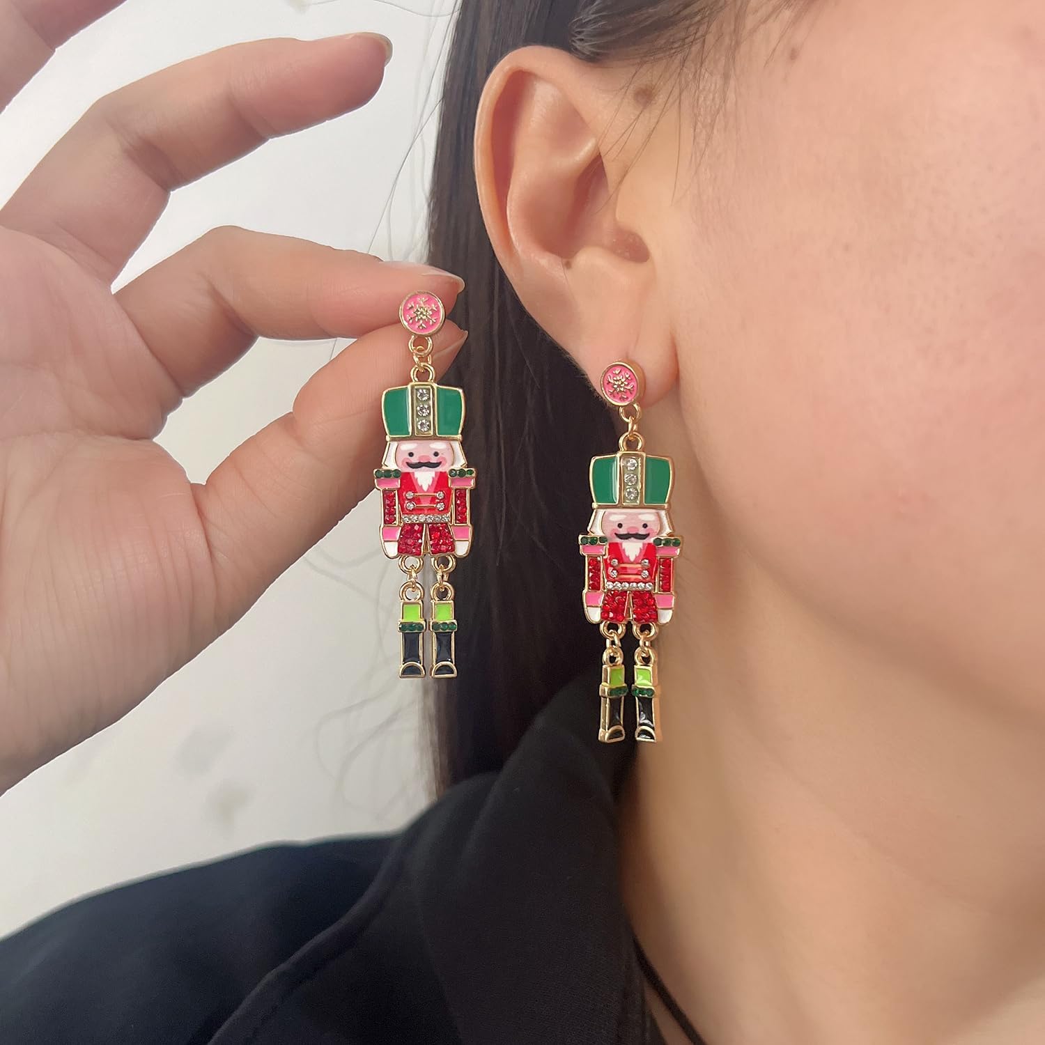 Christmas Earrings Nutcracker Earrings Stud for Women Creative Beaded Santa Claus Earrings Cute and Interesting Nutcracker Holiday Earring Christmas Stocking Stuffers - Image 4