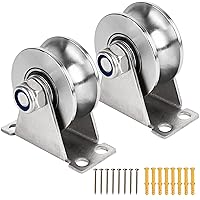 Vista 8 de Rueda de polea con ranura para cuerda montada en la pared, 1 paquete de acero inoxidable, sistema de ruedas de cable súper silencioso, bloques tipo