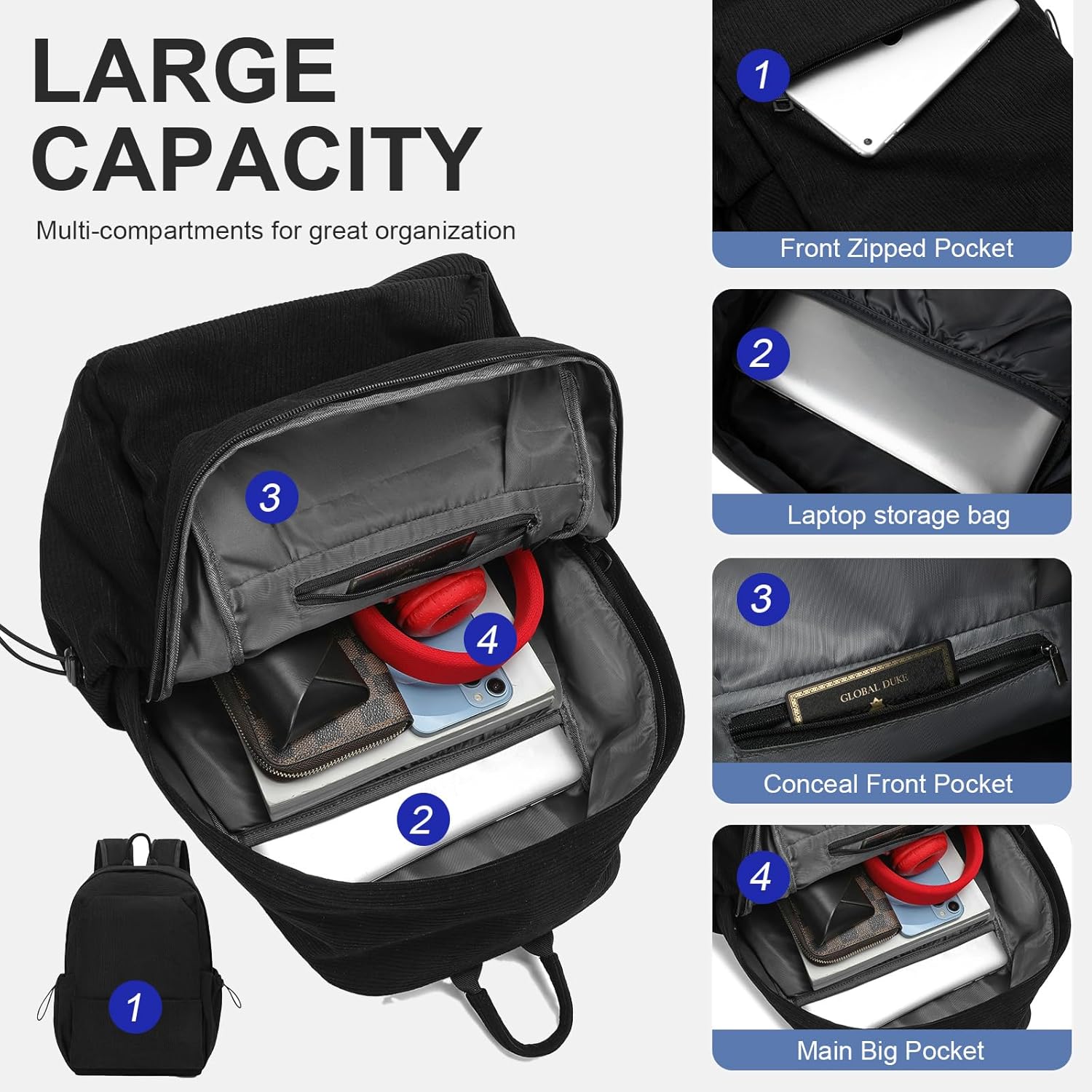 NEOREAL Laptop Backpack for College, Travel,Work,Lightweight Daily Backpacks for Men Women, Computer Bag Fits 15.6 Inch Notebook