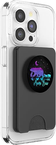 Miniatura 10 de Púrpura turquesa Acuarela Mama Bear Tres Cachorros En Negro PopSockets PopGrip Agarre intercambiable para teléfonos y tabletas