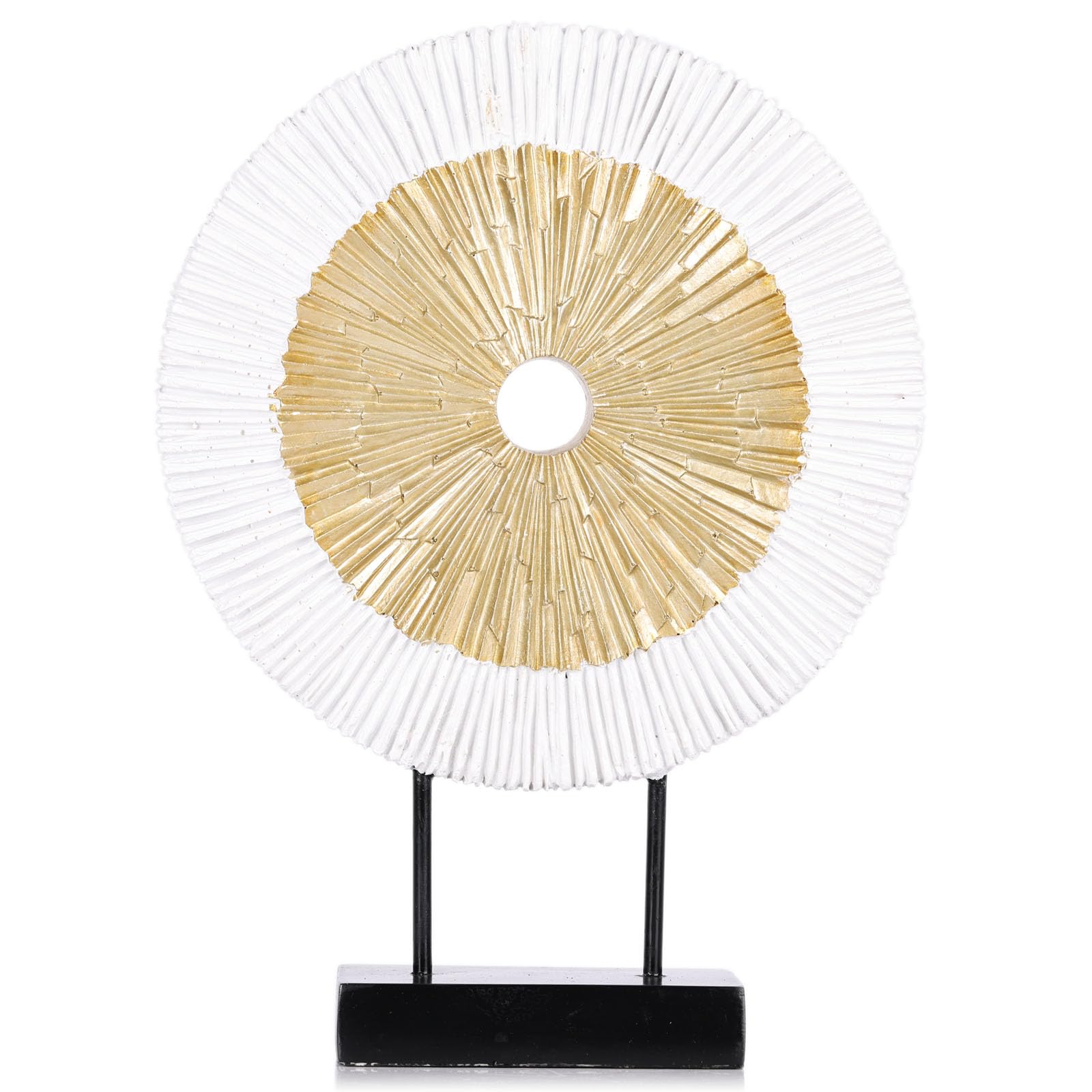 Small White Gold Minimalist Round Statue Above Cabinet Decor Kitchen,Modern Decorative Sculpture Home Decorations for Living Room Coffee Table,Shelf Decor Items,Center Pieces Decoration for Table