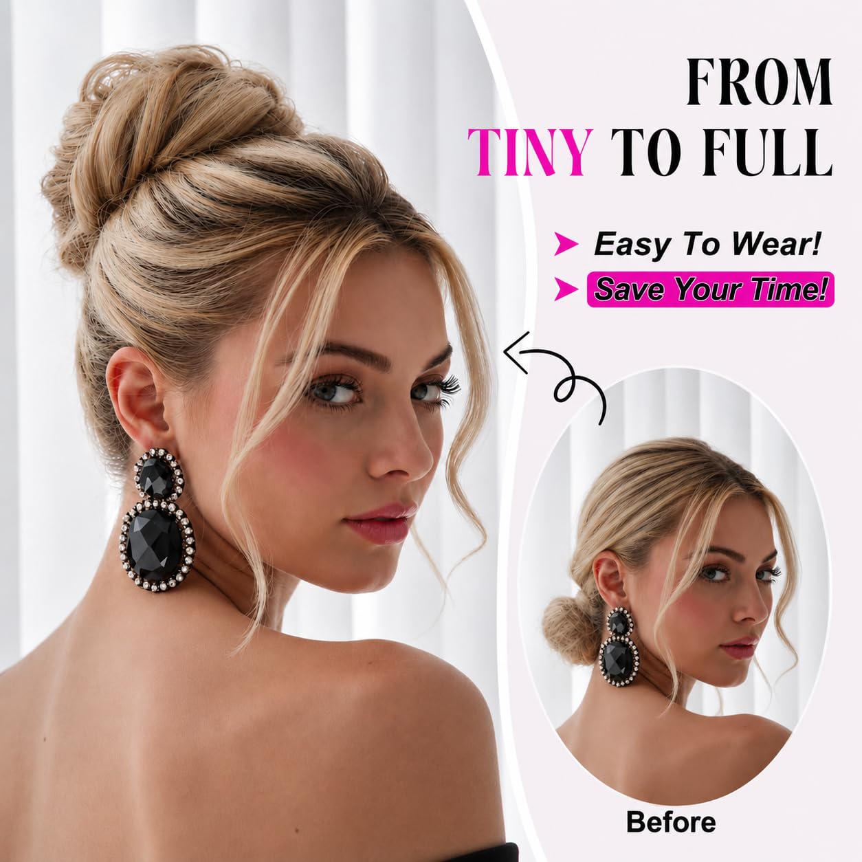 2PCs Messy Bun Hair Pieces for Women, Curly Hair Bun Scrunchie Extensions