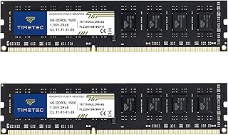 Timetec 8GB KIT(2x4GB) DDR3L / DDR3 1600MHz PC3L-12800 / PC3-12800 Non-ECC Unbuffered 1.35V / 1.5V CL11 2Rx8 Dual Rank 240 Pin UDIMM Desktop PC Computer Memory RAM Module Upgrade (8GB KIT(2x4GB))