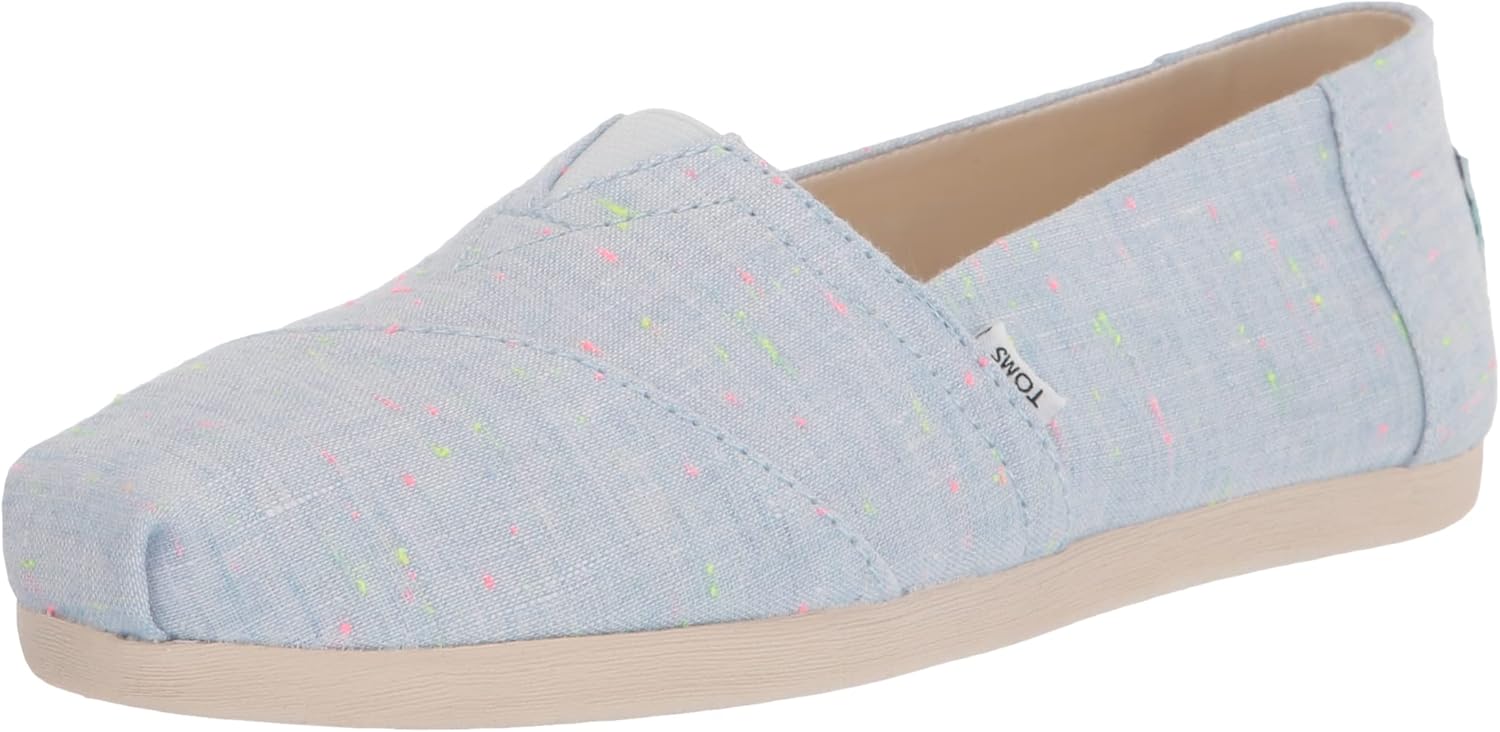 TOMS Womens Alpargata Canvas Slip On Flats Informal – Blue – Measurement 6 B, Blue, 6 US