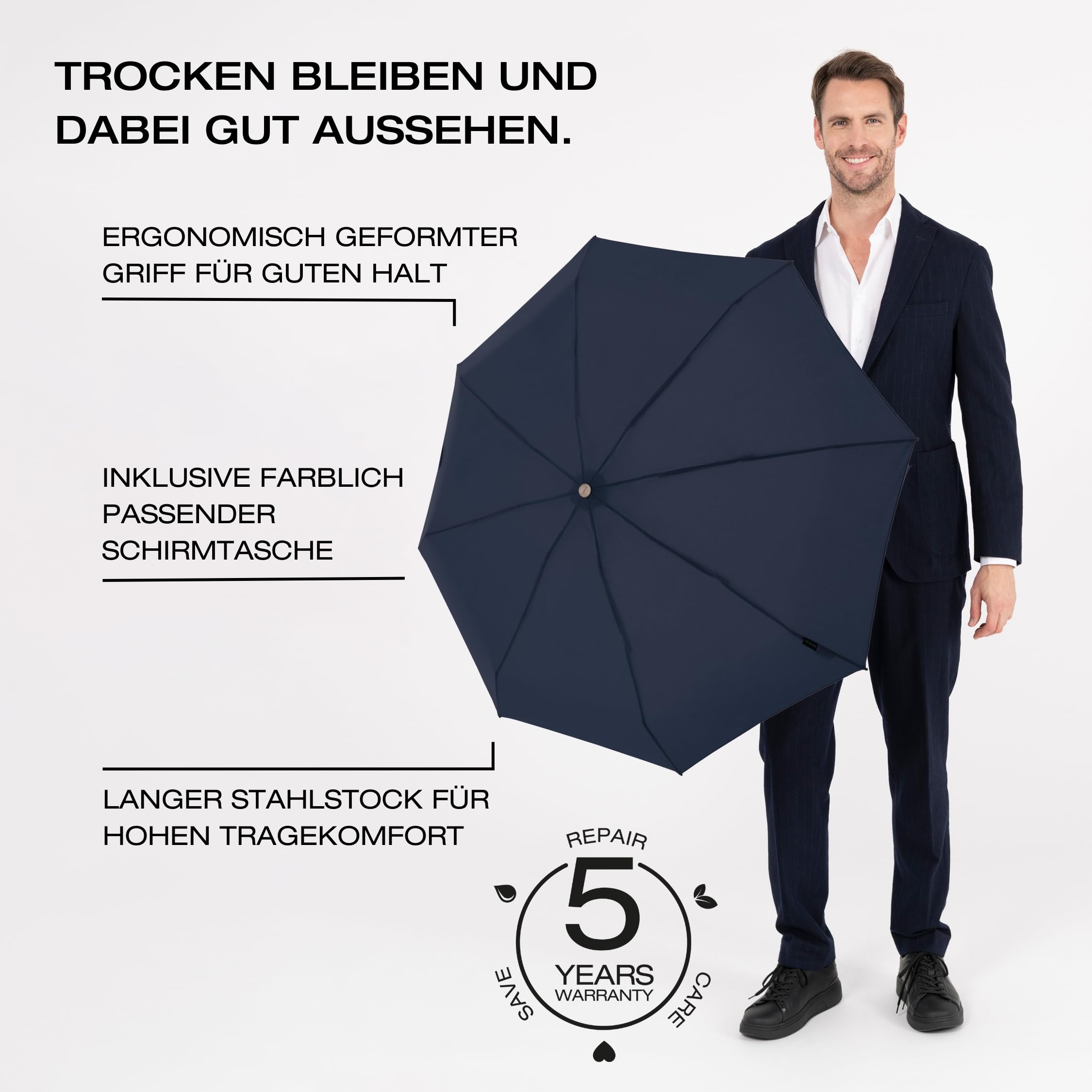 Knirps Taschenschirm T.100 Small Duomatic mit Schutzhülle I Kleiner Regenschirm mit Duomatic-Funktion I Auf-Zu-Automatik I Taschenregenschirm mit Drucktaste I Regenschirm automatisch
