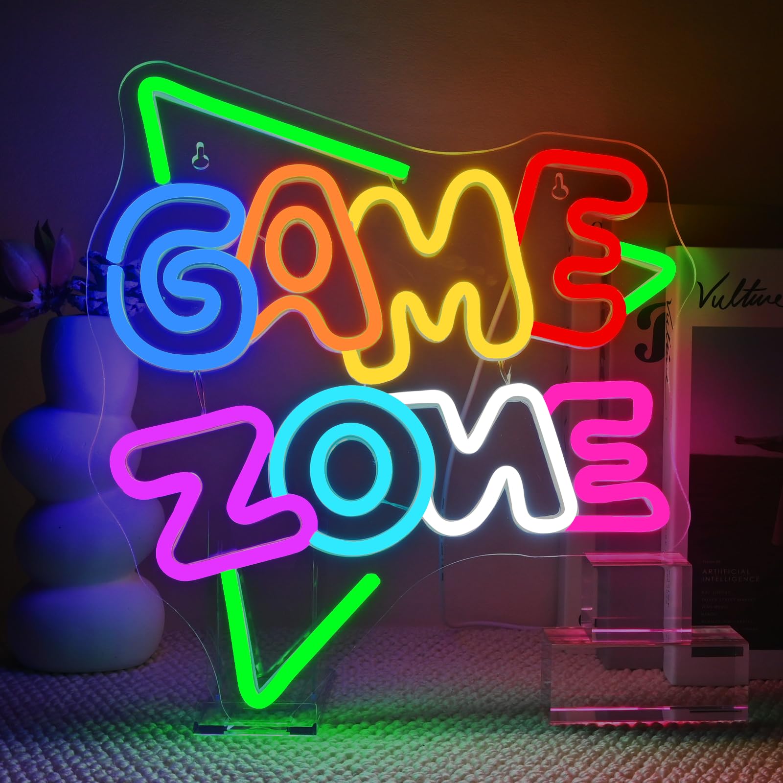 Gameneon Green Game Zone Neon Sign Gaming Room Neon Signs for Wall Decor Led Light Boys Bedroom Teen Man Cave Internet Bar Party Playroom Decoration Gamer Lover Gift