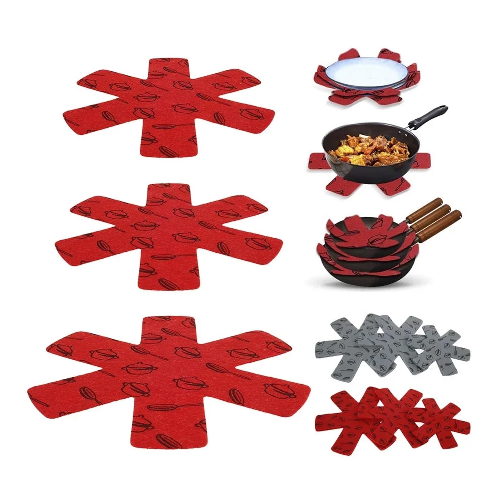 Protectores de ollas y sartenes Fieltro Separador de sartenes y ollas, almohadilla antideslizante, a prueba de arañazos, herramientas protectoras de utensilios de cocina, 15 Uds. For Apto ollas y sar