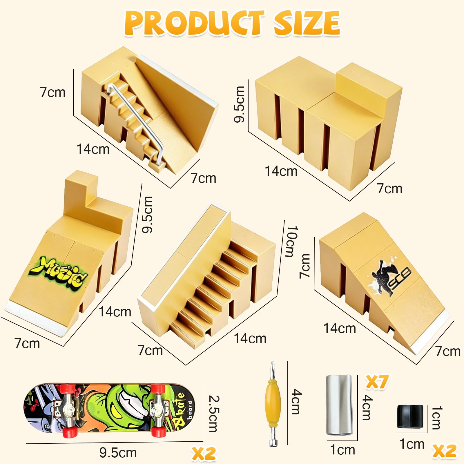 Finger Skateboard Rampe Zubehor Set, 5-in-1 Finger Skateboard Park, Mini FingerSkateboard Ramp, Fingerskateboards, DIY Montagen Fingerboard Rampe fur Fingersportarten Spielzeug Geschenk