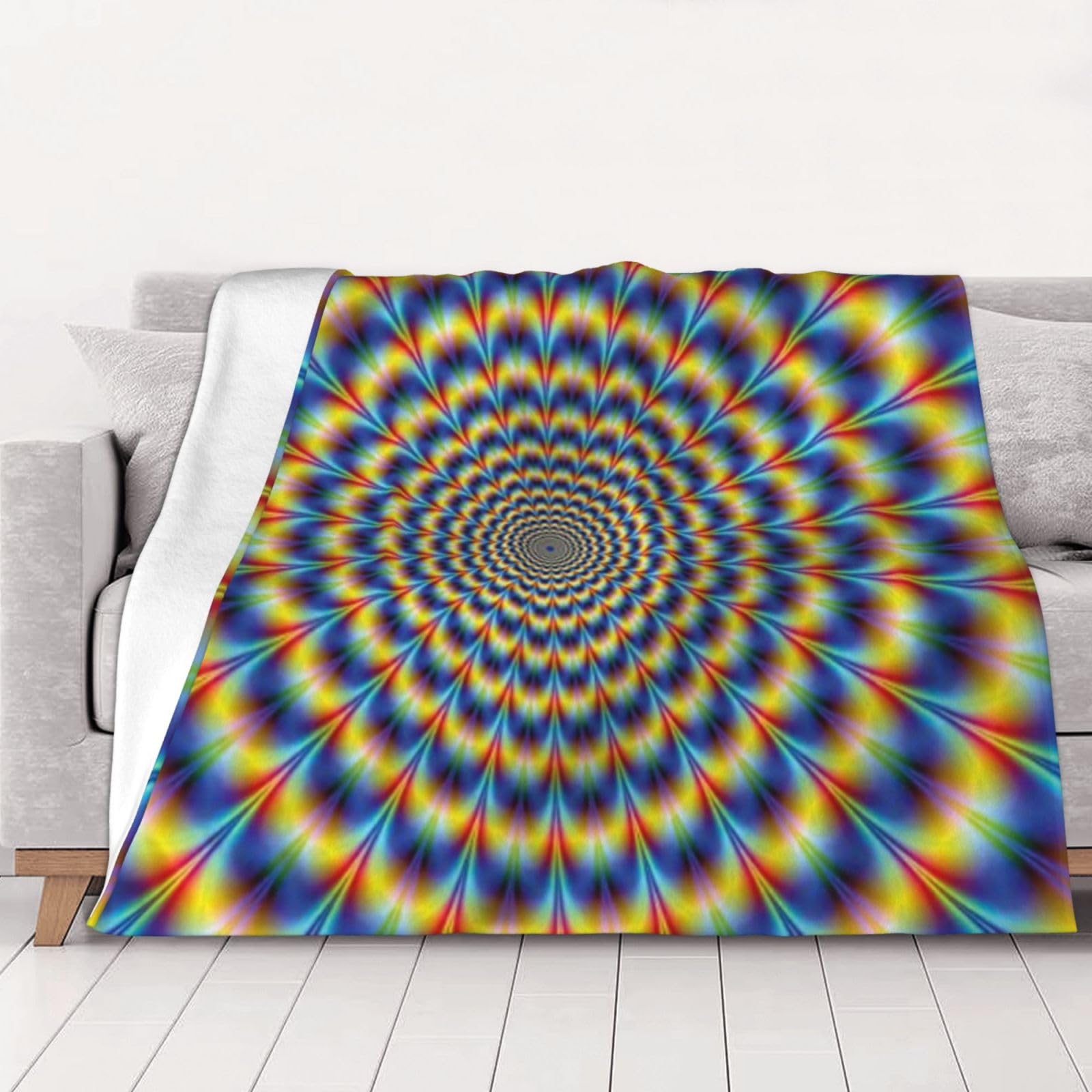 WKSGDSG Soft Flannel Throw Blanket 200x150 cm, Spiral Optical Illusion Blankets, anti-pilling Lightweight Warm Bedding Blanket for Home Camp Cinema, Machine-Washable