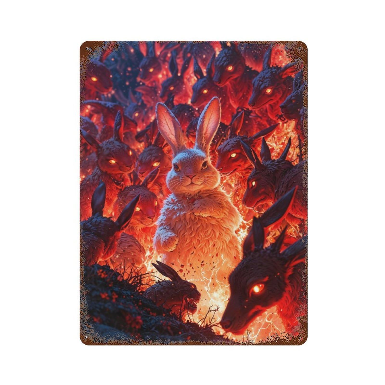 Bunny Apocalypse Retro Metal Sign 15.7"x11.8", for Pub, Kitchen And Man Cave Decor, Industrial Home Decor