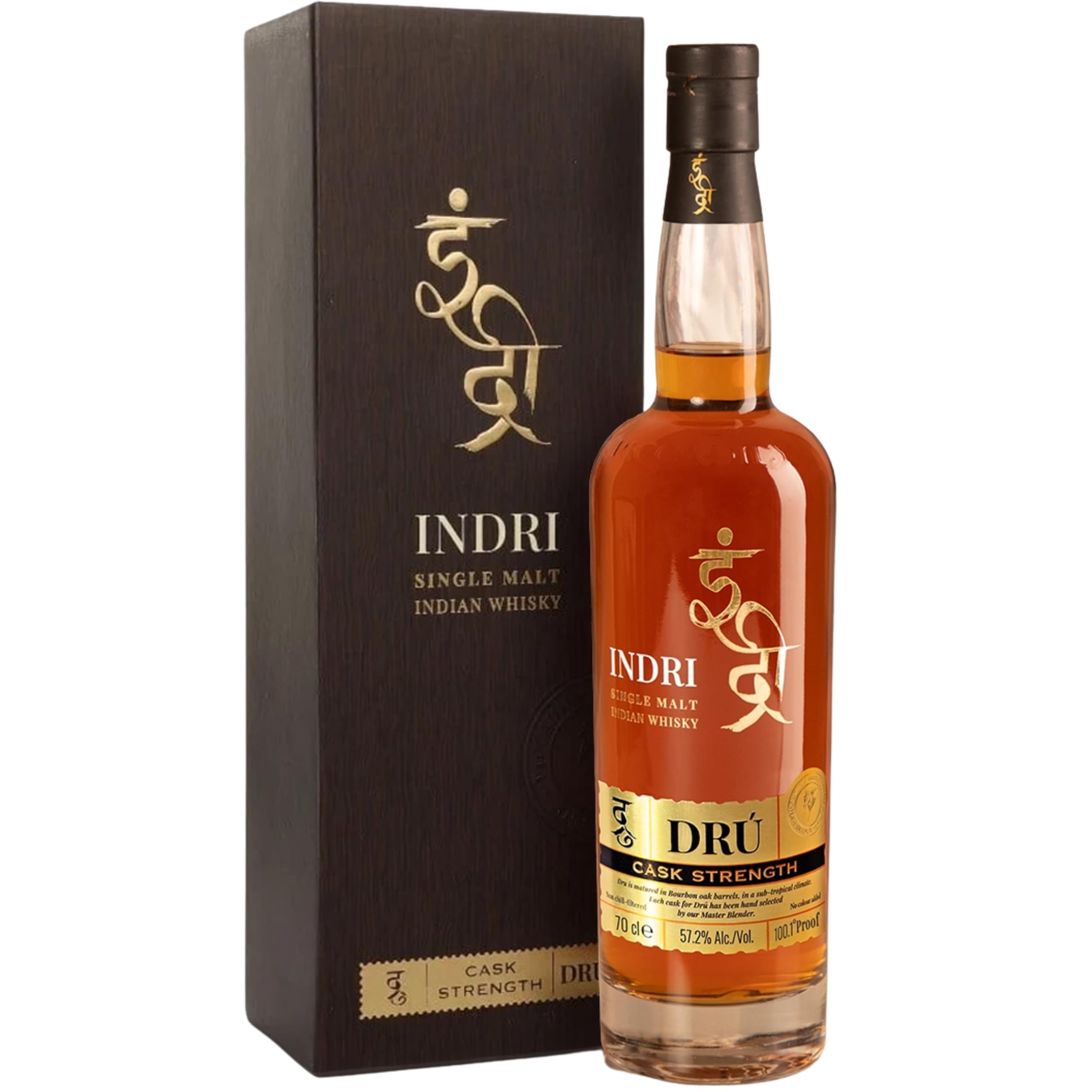 INDRI DRU | Cask Strength Indian Single Malt Whisky | Six-Row Barley from Rajasthan, Award-Winning Whiskies from Piccadily Distillery, Haryana | High ABV, 57.2% vol, 70cl Premium Boxed, Gift Idea