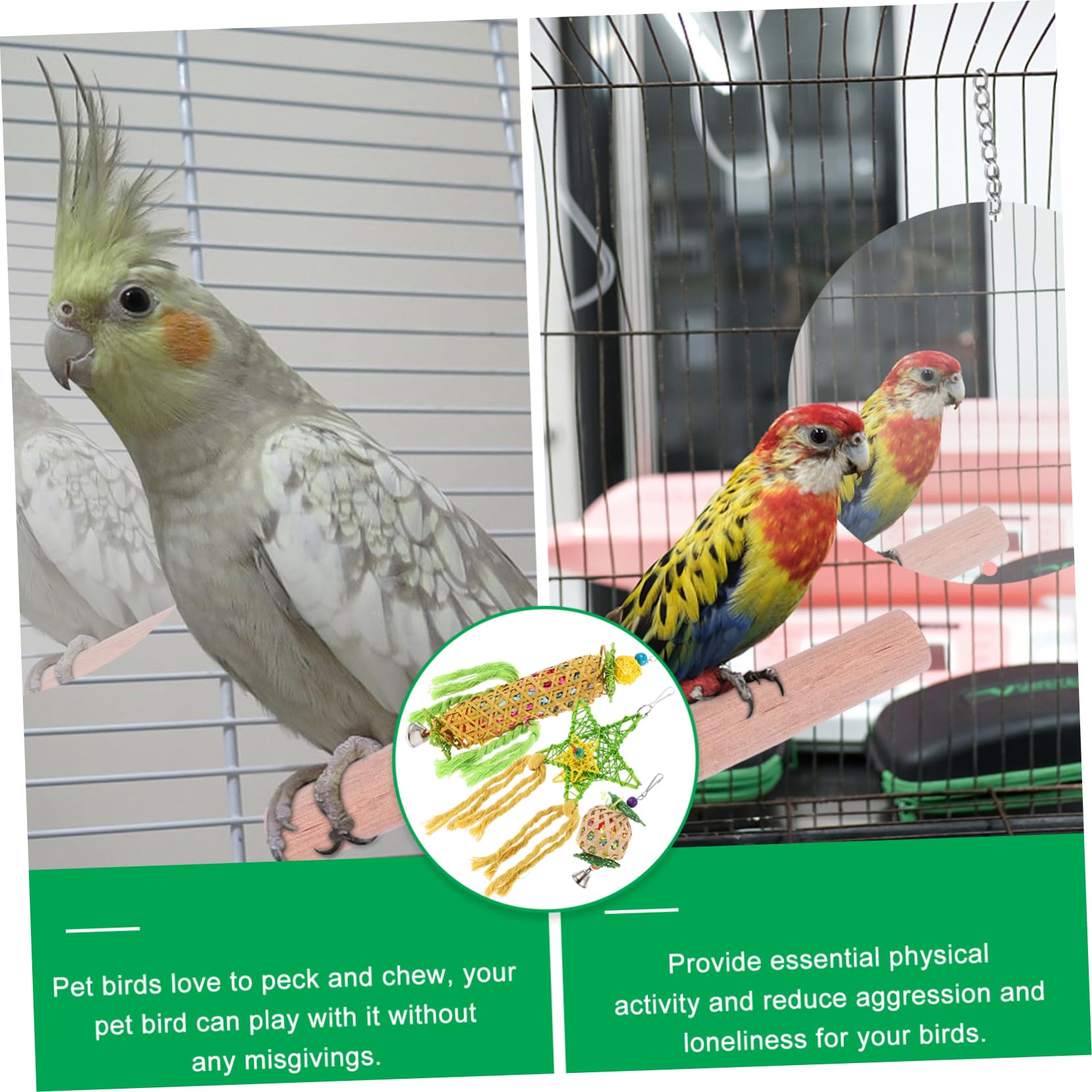 Ensemble De 3 Jouets À Mâcher pour Oiseaux Déchiqueteuse De Papier en Rotin pour Perroquet Jouets À Mâcher pour Bec Doiseau pour Calopsitte