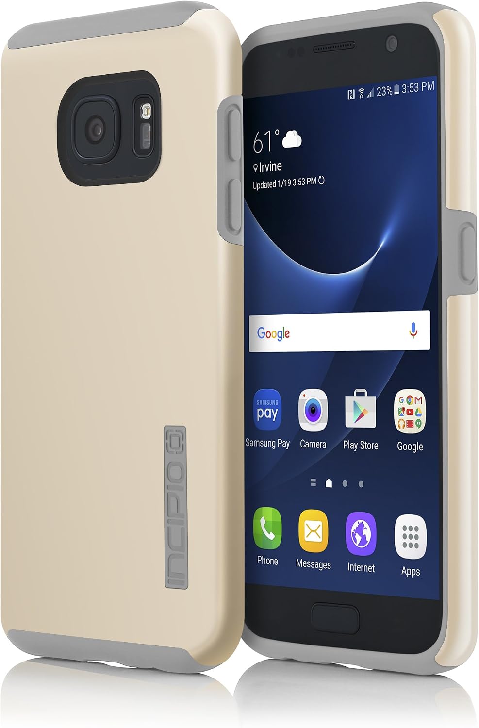 Samsung Galaxy S7 case, Incipio DualPro, Hard Shell Case with Impact-Absorbing Core Shock-Absorbing Impact-Resistant Dual-Layer Cover - Champagne/Light Gray