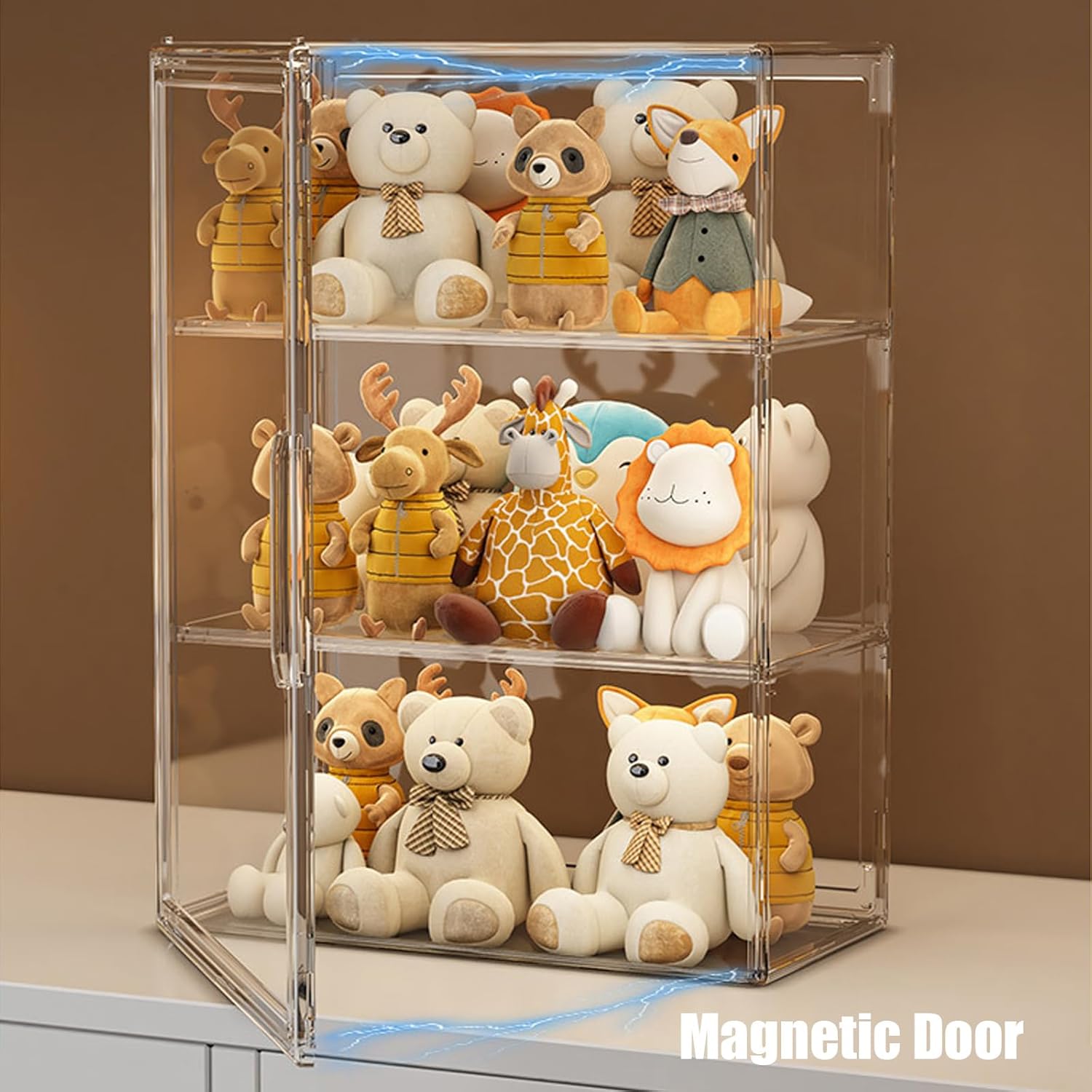 3 Tier Clear Acrylic Display Cases for Collectibles, Display Case for Figures with 2 Adjustable Shelves, Desktop or Wall-Mounted Storage Organizer Showcase for Action Figure & Anime Figures