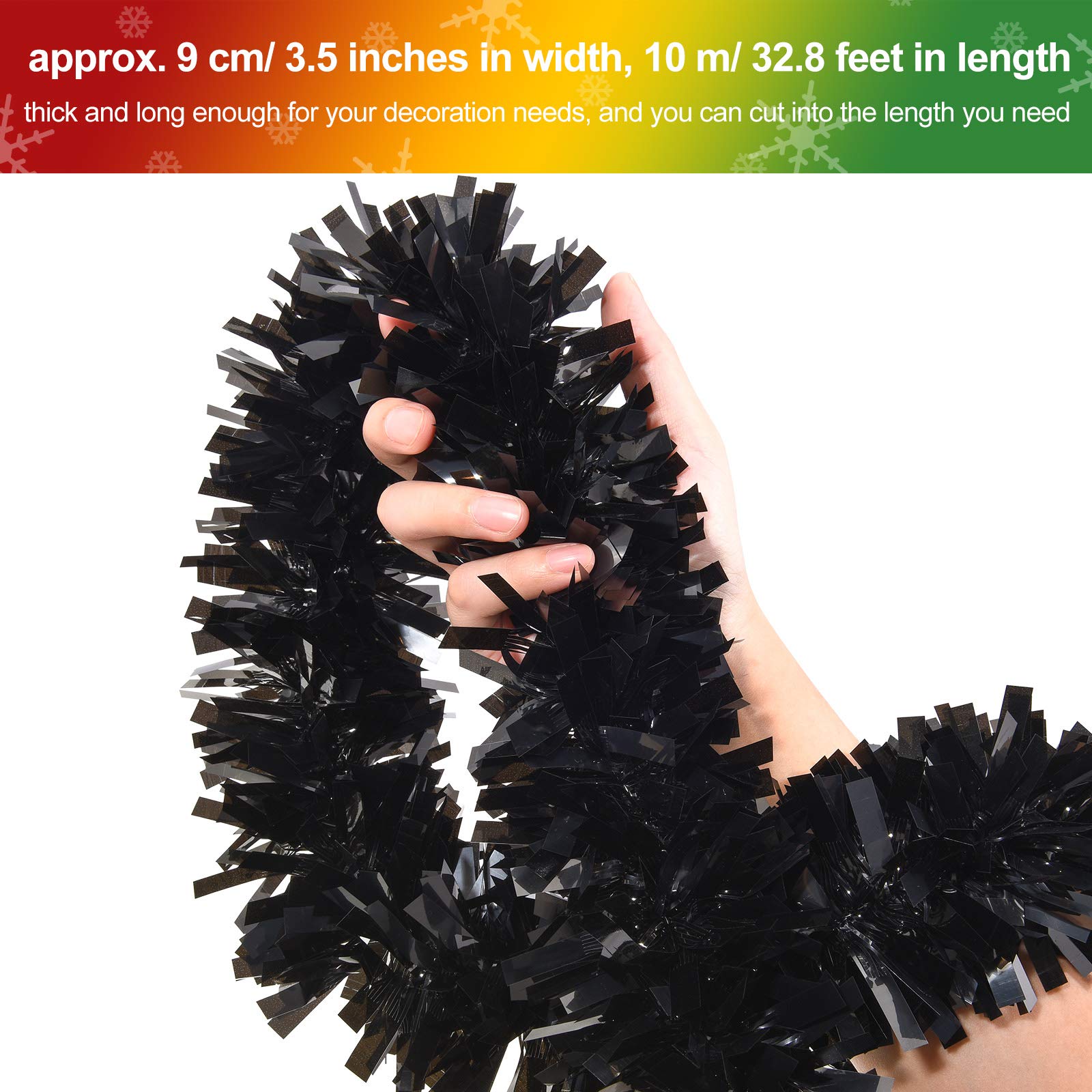 Guirlande Argent EBOOT 32,8 Pieds Guirlande Tinsel Métallique Scintillante Pour Arbre De Noël - Décorations De Suspension Épaisses Pour Fête Intérieure Et Extérieure ( Noir Lot De Guirlande De Noel Guirlande Argent EBOOT 32,8 Pieds Guirlande Tinsel Métallique Scintillante Pour Arbre De Noël - Décorations De Suspension Épaisses Pour Fête Intérieure Et Extérieure ( Noir Lot De Guirlande De Noel